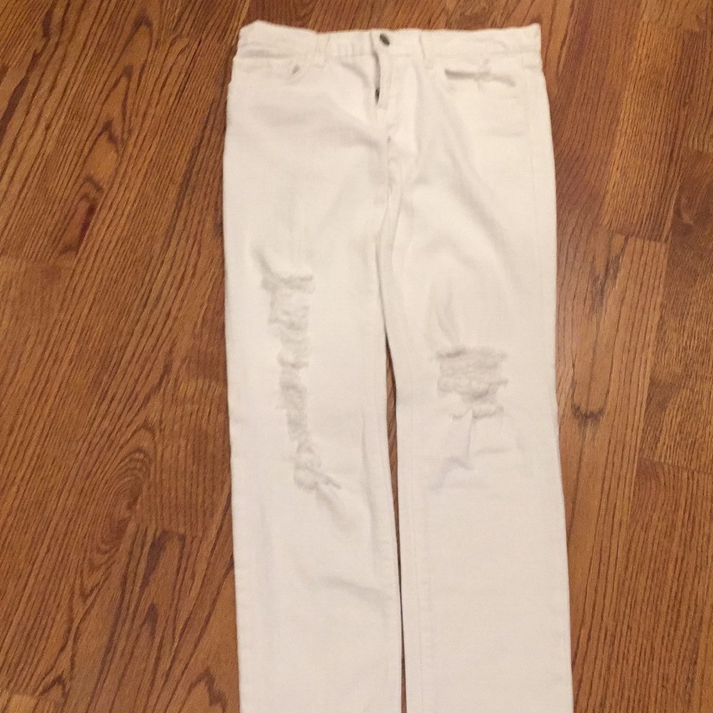 J Brand White Distressed Skinny Jeans
